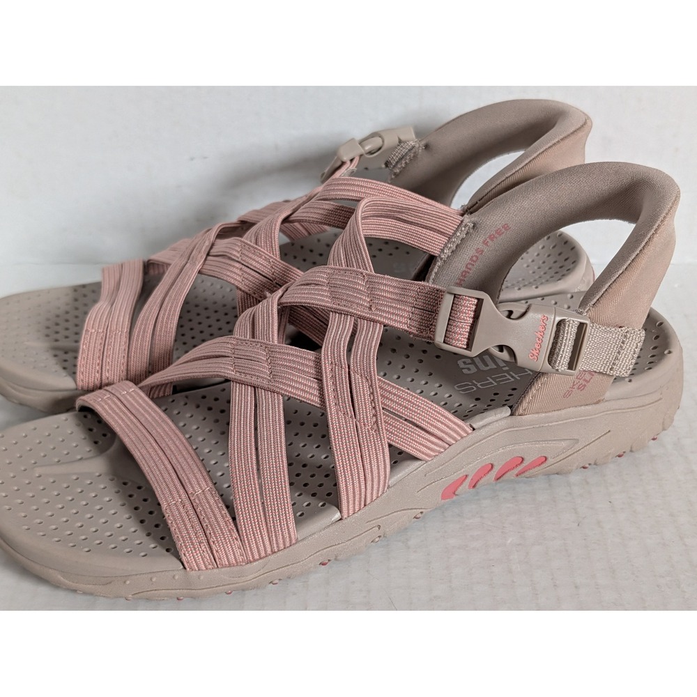 Skechers Women's Size 7 Strappy Sandals Taupe Pink Comfort Outdoor Casual